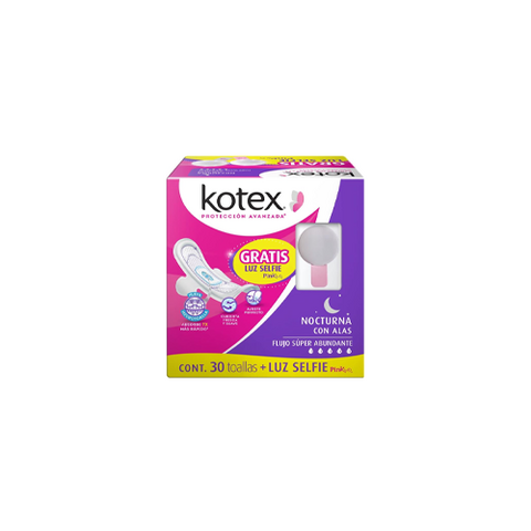 Kotex Toallas Femeninas Nocturnas Con Alas Paquete de 30