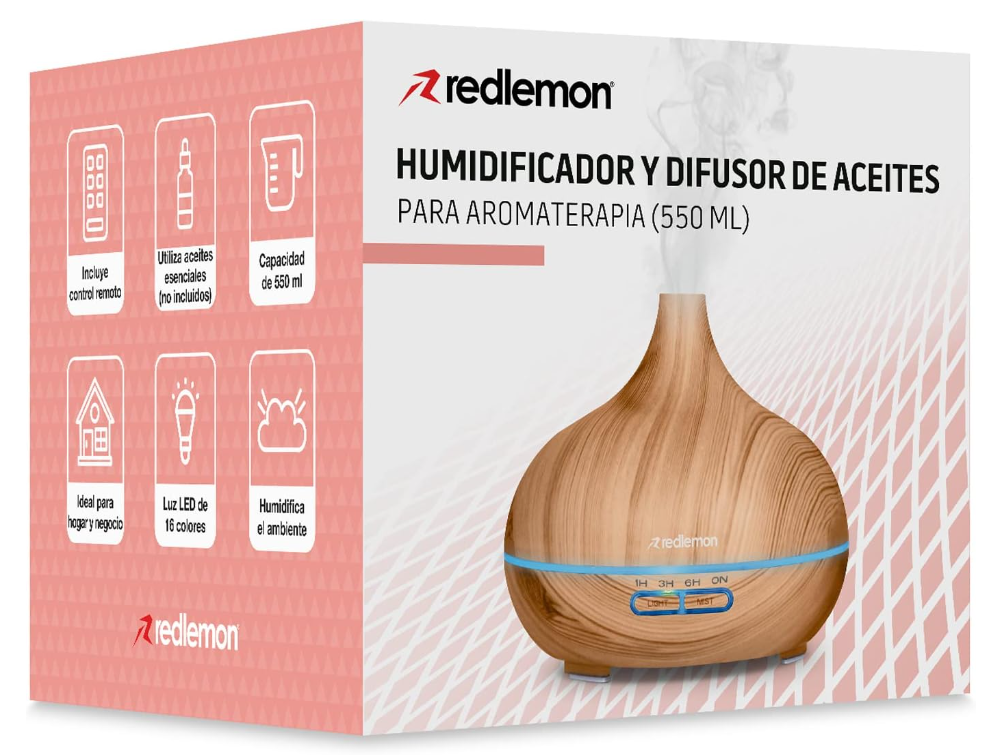 Humidificador Y Difusor De Aceites Esenciales Redlemon Con Control