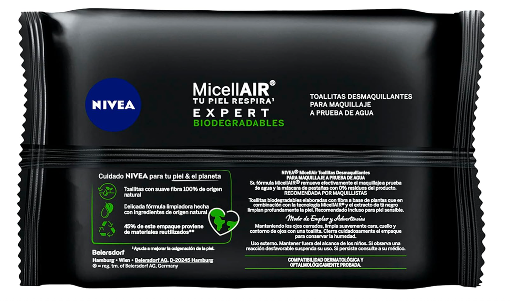 NIVEA MicellAIR® Toallitas Desmaquillantes Biodegradables