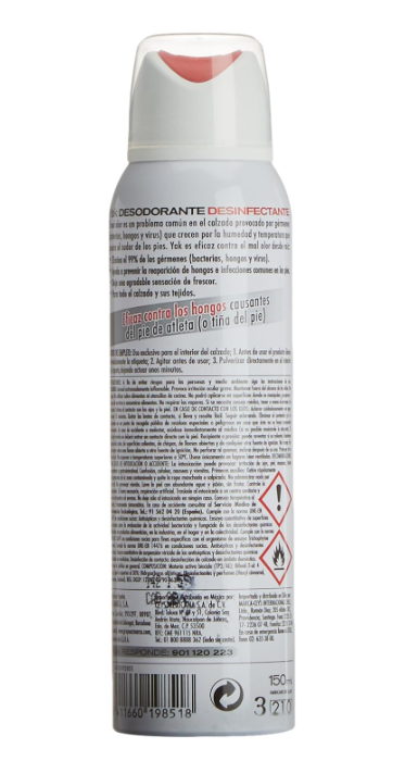 Desodorante Desinfectante Yak Deo para Calzado, 150 ml.