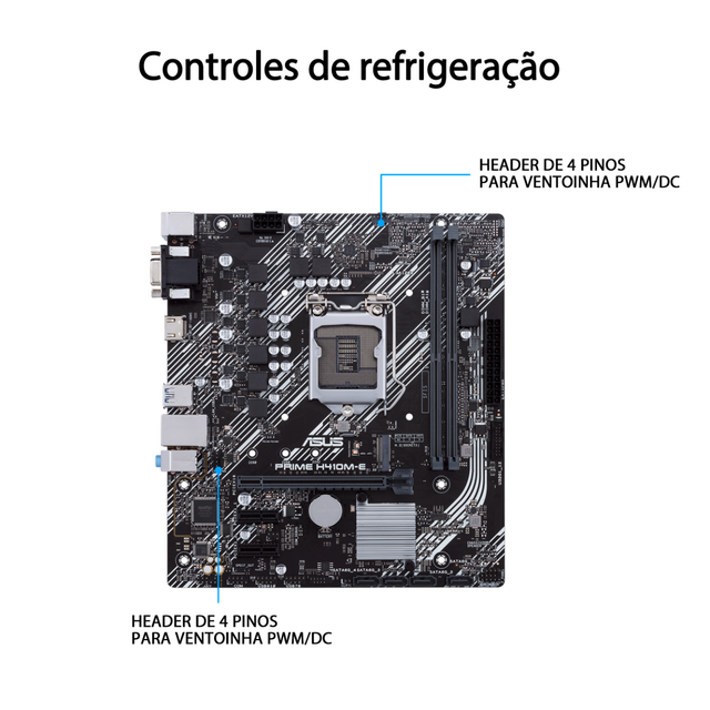 Placa Mãe Asus Prime Intel H410m-e, LGA1200, Ddr4 2933mhz, M.2, Usb 3.2