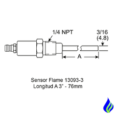 13093-3 SENSOR DE LLAMA VARILLA FLAME ROD QUEMADOR A GAS. - tienda online