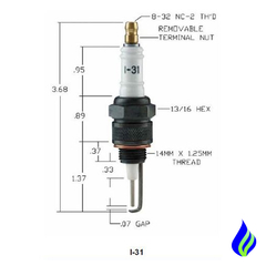 I-31 Auburn Igniter Spark Plug Bujía 13047 De Ignición para Quemador Gas. en internet