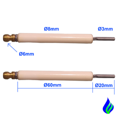 CE8A60-20 Electrodo Bujía De Ignición O Sensor De Llama para quemador a Gas o ACPM en internet