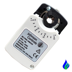 Actuador servomotor modulador universal Johnson Controls ML7999J4M230 con especificaciones de entrada 4-20mA.