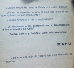 Octubre 72, el partido ante la ofensiva facista. MAPU. en internet