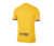 camisa - barcelona - fourth - amarela - amarelo - vermelha -torcedor - nike - 23/24 - masculina - spotfiy - punho quadriculado em vermelho e azul - gola - arredondada - escudo - bordado - 2 png .  