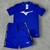 Conjunto Mizuno Dry-Fit Masculino composto por camiseta azul e short, ambos com detalhes em preto.