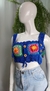 Cropped azul royal em crochê M (40) - loja online