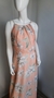 Vestido longo floral tom pêssego P (38) - loja online