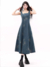 MZVZ retro new Chinese style embroidery suspender denim dress - buy online