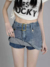 MZVZ American retro hot girl high waist denim a-line hip short skirt - Bio cattaleya skin