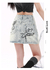 MZVZ retro cartoon graffiti hand-painted denim skirt high waist a-line hip skirt