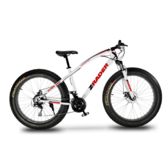 BICICLETA Z-RADER FAT BIKE CÂMBIO SHIMANO AÇO CARBONO ARO 26 FREIO A DISCO MECÂNICO 21 MARCHAS PNEU LARGO - BRANCA