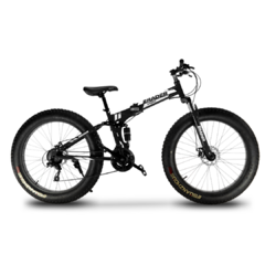 BICICLETA DOBRÁVEL CÂMBIO SHIMANO AÇO CARBONO ARO 26 FAT PNEU LARGO 21 MARCHAS MOUNTAIN BIKE Z-RADER - PRETA