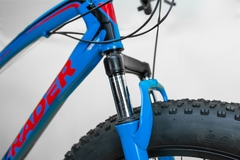 BICICLETA 21 MARCHAS FAT BIKE CÂMBIO SHIMANO ARO 26 PNEU LARGO MOUNTAIN BIKE JAGUAR Z-RADER - AZUL C/ VERMELHO - loja online