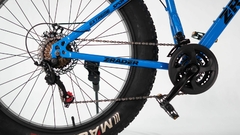 BICICLETA 21 MARCHAS FAT BIKE CÂMBIO SHIMANO ARO 26 PNEU LARGO MOUNTAIN BIKE JAGUAR Z-RADER - AZUL C/ PRETO - Z RADER BIKES