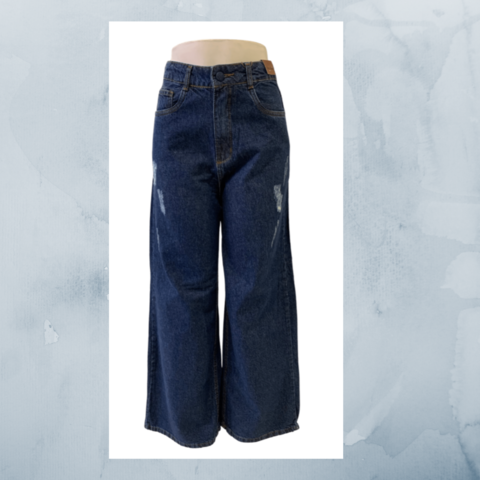 Calça jeans, com detalhe na cintura botão encapado - R$ 144.99, cor Azul  (cintura alta) #59398, compre agora