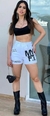 Shorts Branco Pintado a mão com barras desfiadas - 307