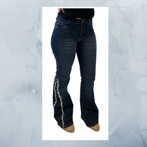 Calça Jeans Cintura Alta e com botões Azul - 6789