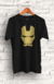 Camiseta Algodão " Máscara Homem de Ferro " com estampa em Serigrafia na cor Dourada