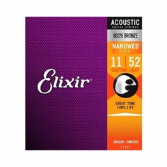 Encordoamento Elixir Acoustic Guitar Nanoweb Calibre 0.11/0.52 Custom Light 1102 - comprar online