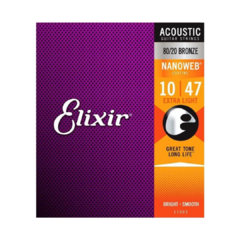 Encordoamento Elixir Acoustic Guitar Nanoweb Phosphor Bronze 0.10/0.47 Extra Light 16002