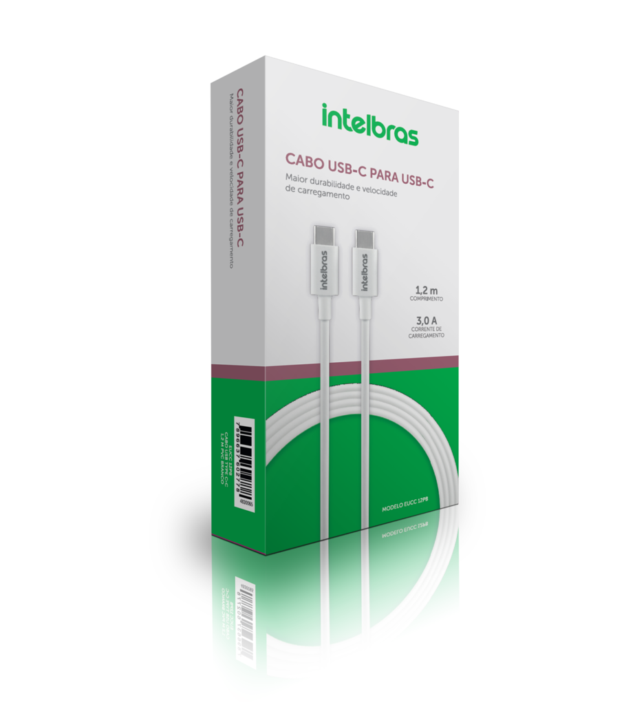 Cabo USB - USB-C 1,2m PVC branco Intelbras EUAC 12PB - intelbras