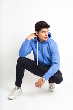 Hoodie En Algodon Azul Bb