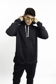 Hoodie En Algodon Negro