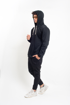 Hoodie En Algodon Negro - comprar online