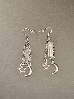 Aretes Luna y Estrella de con Cuarzo Blanco - comprar en línea