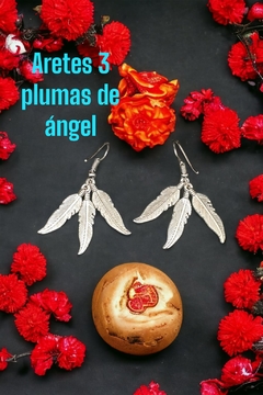 Aretes 3 plumas de Ángel