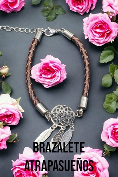 Brazalete Atrapasueños de piel Brown