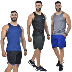 Kit 3 Camisetas Regata Dry Fit Masculina Fitness para Treino e Academia