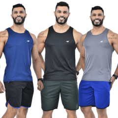 Kit 3 Camisetas Regata Dry Fit Masculina Fitness para Treino e Academia - comprar online