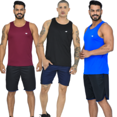 Kit 3 Camisetas Regata Dry Fit Masculina Fitness para Treino e Academia na internet
