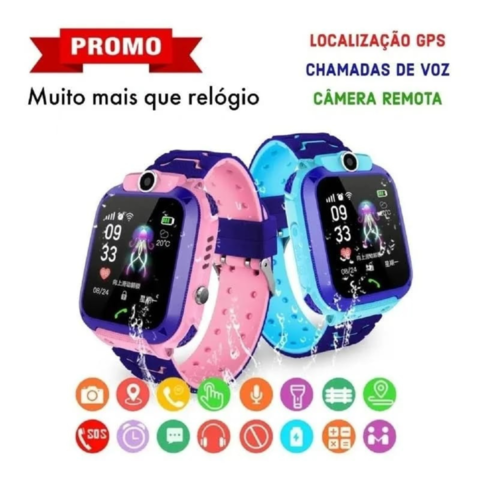 Relógio Smartwatch Infantil Q12 kids com rastreador - chat voz - sos - azul