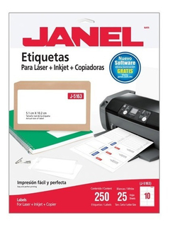 ETIQUETA LASER+INKJET JANEL C/250 5.1X10.2 CM