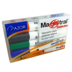 MARCADOR PARA PIZARRON MAGISTRAL DIDACTICO C/4 AZOR