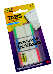 POST IT BANDERITAS 3 COL RIGIDAS 1" C/66. 3M