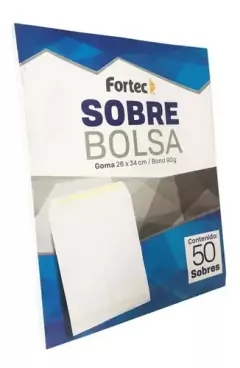 SOBRE BOLSA C/GOMA 26 X 34 cm EXTRA OFICIO B L A N C O FORTEC