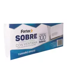 SOBRE FORTEC 10.5.X24.1cm BLANCO OFICIO C/100 FORTEC