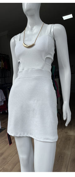 vestido fios lurex branco - comprar online