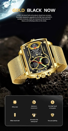 LIGE Relógio masculino de luxo da melhor marca FOXBOX Fashion Relógio quadrado masculino casual esportivo. O Relógio do Homem Exigente.de