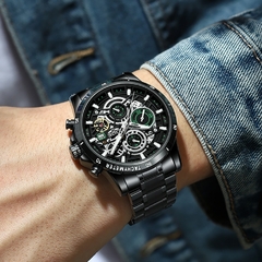 LIGE-Relógio de quartzo impermeável de aço inoxidável masculino, relógio para o Homem Inteligente.