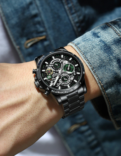Imagem do LIGE-Relógio de quartzo impermeável de aço inoxidável masculino, relógio para o Homem Inteligente.