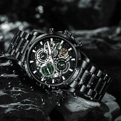 LIGE-Relógio de quartzo impermeável de aço inoxidável masculino, relógio para o Homem Inteligente.