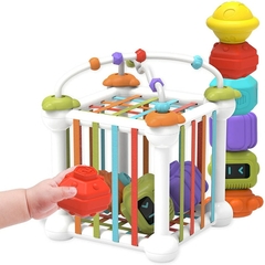 Cubo Mágico. Brinquedos para o bebê, divertido e didático, de 6 a 12 meses, ajuda no desenvolvimento da coordenação motora criança. - loja online
