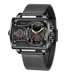 LIGE Relógio masculino de luxo da melhor marca FOXBOX Fashion Relógio quadrado masculino casual esportivo. O Relógio do Homem Exigente.de - loja online